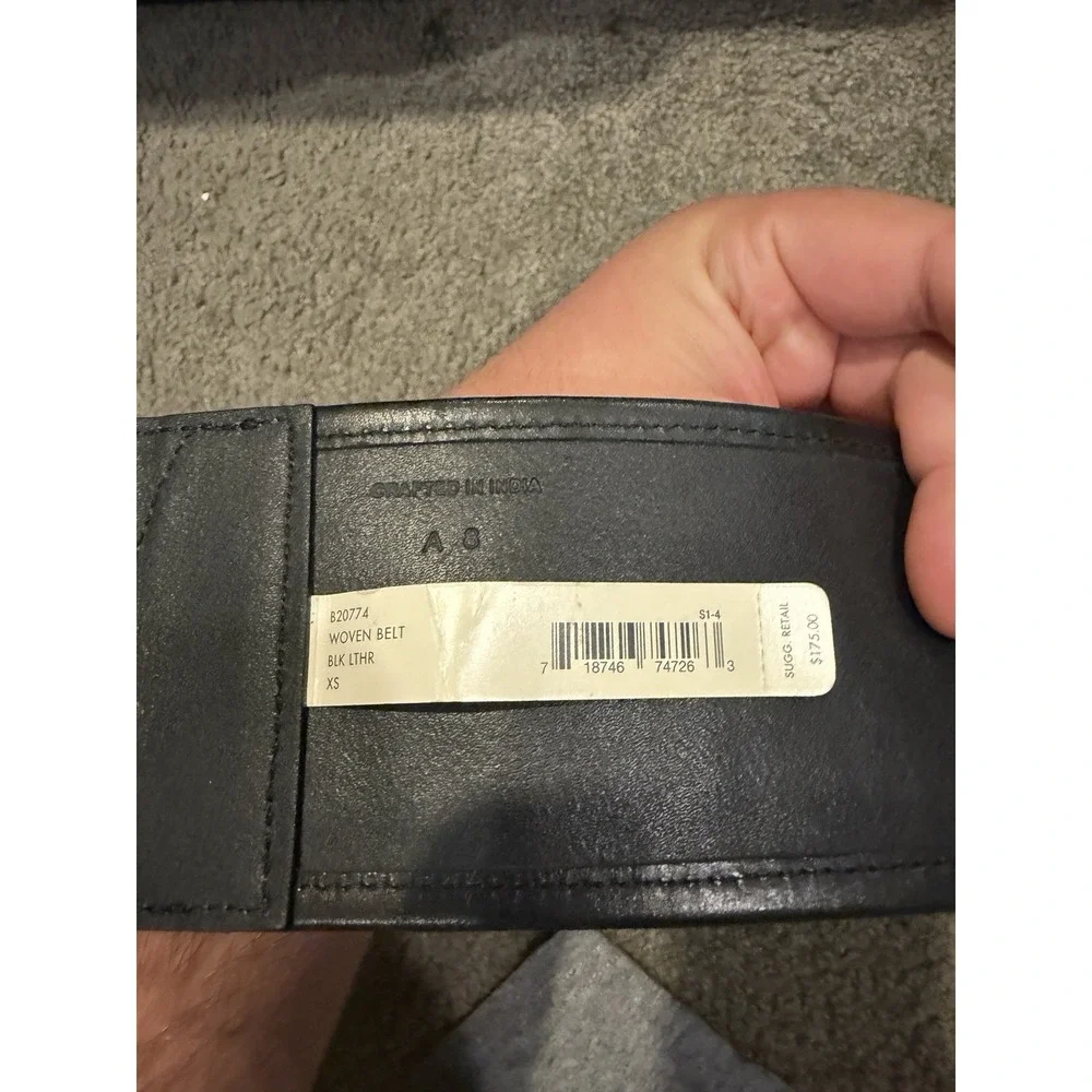 Cole Haan Woven Belt Black Leather Belt B20774 Size XS